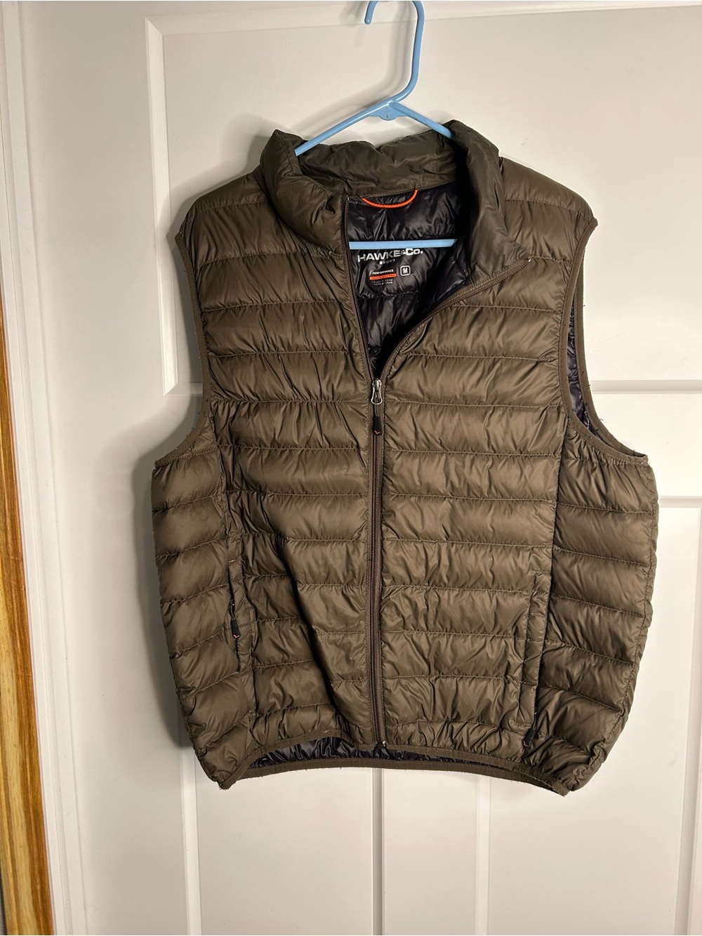 Hawke & Co. Sport Mens Packable Down Puffer Vest Sz M Olive Green Gorpcore 2607